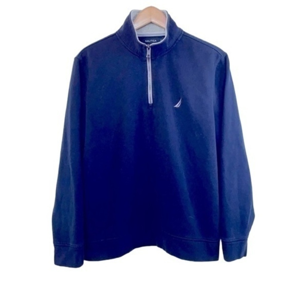 NAUTICA | NAUTICA MEN’S BLUE & GRAY SIZE MEDIUM COLLARED SWEATSHIRT